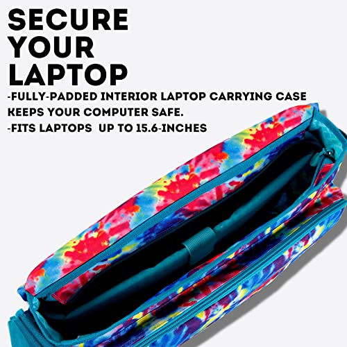 J World New York Thomas Laptop Messenger Bag for Women & Men. Kids Computer Bookbag - color: Tie Dye