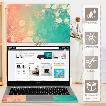 Laptop Skin 12.1-15.6 inch Removable Universal Reusable Laptop Sticker Decal,Waterproof No Residue Vinyl Cover,Scratch-Resistant Cuttable Full Wrap Sticker for Notebook, Pastel Rose Floral Print - color: Pastel Rose Floral Print