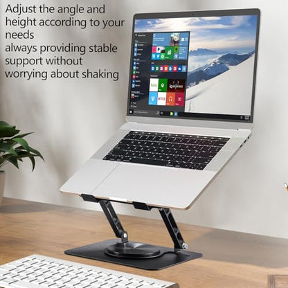 Laptop Stand for Desk Adjustable Computer Stand 360° Rotating with Hollow Ventilation Board Large Weight Capacity Laptop Riser Adjustable Height Laptop Stand for All 10" - 17'' Laptops