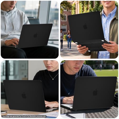 MOSISO Compatible with MacBook Air 15 inch Case M5 2026 M4 M3 M2 2025-2023 | A3448 A3241 A3114 A2941, Scratch-Resistant Protective Hard Shell Case&Keyboard Cover&ScreenFilm&Pouch, Black - color: Black