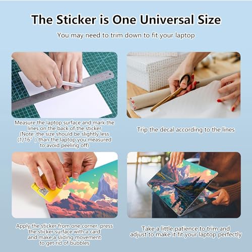Universal Laptop Skin Sticker with 2 Wrist Pad Skins, Waterproof Scratch Resistant Vinyl Laptop Cover Decal, Cut to Fit for 11–15.6 Inch MacBook HP Dell Lenovo, Landscape - color: Landscape
