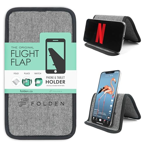 Airplane Phone Holder - Foldable Phone Stand for Plane Travel | Tweed Design,Tabletop Mount Desk, Plane Tray Seat back, Treadmill, Fits iPhone Cell Phone, 9 x 4.3 in - color: Tweed, size: Large