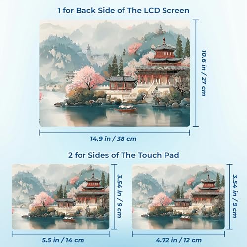 Reusable Universal Laptop Skin Sticker, Cut to Fit for 11.6–15.6 Inch Laptops, Waterproof Protective Film, No-Residue - Oriental Landscape - color: Oriental Landscape