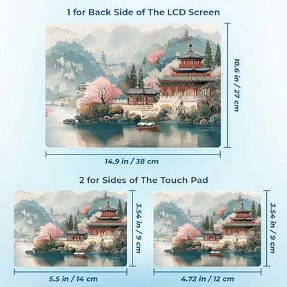 Reusable Universal Laptop Skin Sticker, Cut to Fit for 11.6–15.6 Inch Laptops, Waterproof Protective Film, No-Residue - Oriental Landscape - color: Oriental Landscape