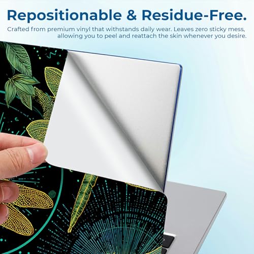 Reusable Universal Laptop Skin Sticker, Cut to Fit for 11.6–15.6 Inch Laptops, Waterproof Protective Film, No-Residue - Dragonfly Night Garden - color: Dragonfly Night Garden