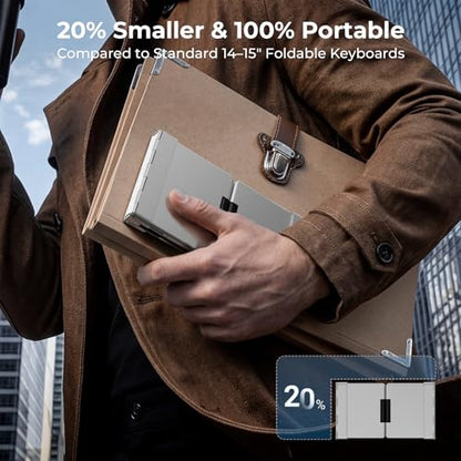 iClever Foldable Keyboard, BK08 Foldable Bluetooth Keyboard with Touchpad, Aluminum Build, USB-C Charge, Equipped with Stand Holder and Carrying Bag, Portable for Laptop, iPad, iPhone, Silver | Multi-Touch Trackpad, Pocket-Sized, Aluminum Build, 3-Device