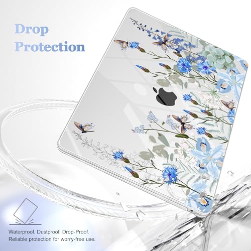 May Chen Compatible with MacBook Air 13 inch Release 2021 2020 2019 2018 (Models: M1 A2337/A2179/A1932), Plastic Hard Shell Case for MacBook Air 13 with Retina Display & Touch ID, Blue Flowers - color: Blue flowers