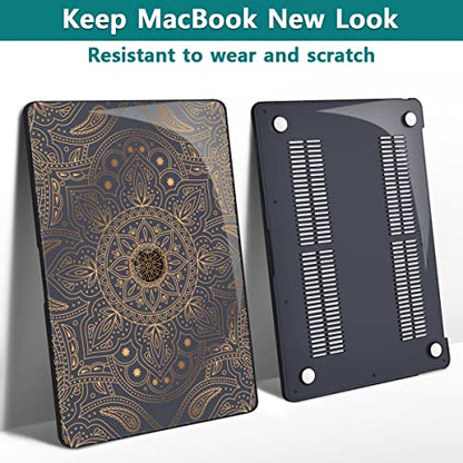 Teryeefi Compatible with MacBook Air 13 inch Case M1 Chip A2337 A2179 A1932 Retina Display Touch ID (A2018 2019 2020 Release), Plastic Hard Shell & Keyboard Cover & Screen Protector,Gold Mandala - color: Gold Mandala