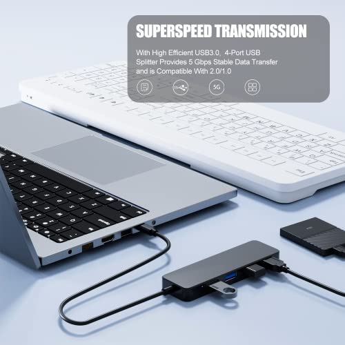 Eanetf 4-Port USB C Hub USB 3.0 Splitter for Mac iPad Dell | 4-port USB C to USB 3.0 hub, 5Gbps high-speed data, Plug and play no drivers, For laptop/PC/Mac/iPad/Chromebook,