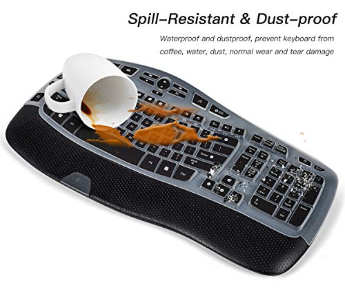 CaseBuy Keyboard Cover Compatible with Logitech K350 MK550 MK570 Wireless Wave Keyboard Accessories, K350 MK550 Keyboard Silicon Protector Skin, Black - color: Black