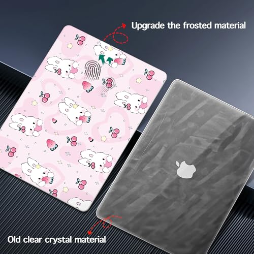 for 2026 MacBook Air 13-inch Laptop Case M5 2026 M4 2025 M3 2024 M2 2022 Release Model A3449 A3240 A3113 A2681, Hard Shell Cover for MacBook Air 13.6 inch, Rabbit & Strawberry - color: Rabbit & Strawberry