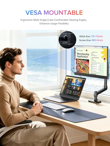 EVICIV Portable Monitor 15.6", 125% sRGB 1080P IPS Laptop Monitor | 350 Nits, 2000:1 Contrast, USB-C & MINI HDMI, VESA & Case, Ultra-Slim Travel Second Screen for Computer, Game Consoles - size: 15.6-Inch
