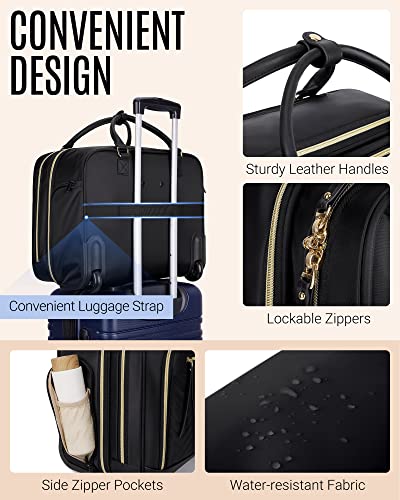LIGHT FLIGHT Rolling Laptop Bag Rolling Briefcase for Women Computer Bag with Wheels Case for Carry on Travel Work Business