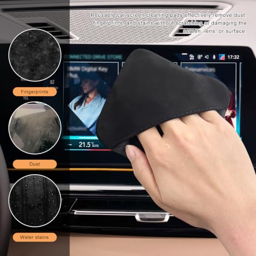 2 PCS Car Screen Cleaner, Microfiber Dashboard Cleaning Wipes, Vehicle Touch Screen Pad Universal Cleaning Tool for Vehicle Dashboard Display, Car Cleaning Kits - color: Square & Triangle, 2 Pcs
