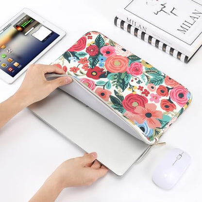 DOMISO 14 inch Laptop Case Sleeve Floral-Patterned Protective Cover Compatible with MacBook Air 15 M4 M3 M2,MacBook Pro,14-15 inch HP Dell Lenovo ASUS Chromebook,Computer Bag,Rose - color: Rose, size: 14 inch