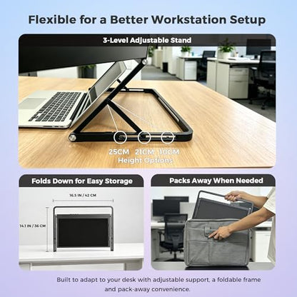 15.6 Inch Laptop Screen Extender, Triple Monitor for 11-18 Inch Laptops, FHD 1080P IPS Foldable Display with 360° Rotation, USB-C (DP Alt Mode) and HDMI for Windows and Mac