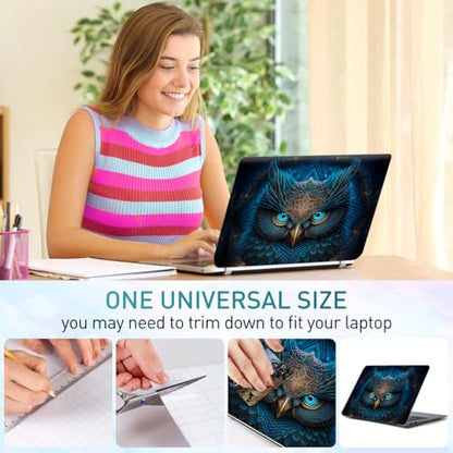 12.1-15.6 Inch Laptop Skin Decal, Universal Reusable Vinyl Laptop Cover Sticker, Waterproof Art Decal Protector - Blue Owl - color: Blue Owl