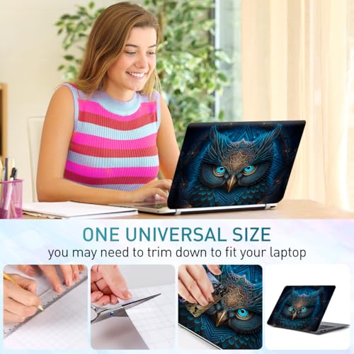 12.1-15.6 Inch Laptop Skin Decal, Universal Reusable Vinyl Laptop Cover Sticker, Waterproof Art Decal Protector - Blue Owl - color: Blue Owl