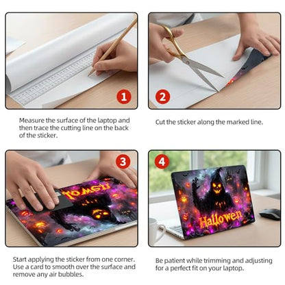 Universal Laptop Skin Sticker Decal, 12"-15.6" Aesthetic Vinyl Wrap, Halloween Ghost Reaper Waterproof Notebook Cover Art Protector for MacBook HP Dell Lenovo, Fits 13" 14" 15" 15.6" - color: Halloween Ghost Reaper