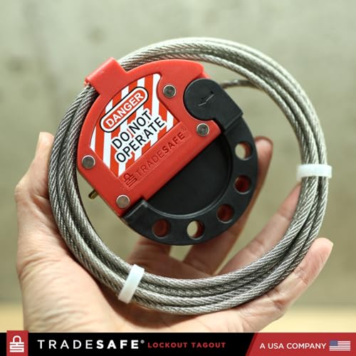 TRADESAFE Lockout Tagout Adjustable Cable Lock - 10 ft Steel Cable Lock | Uv-resistant Pvc-coated Steel Cable, Non-conductive Nylon Body, Secures With Up To 5 Loto Padlocks - style: 10 ft