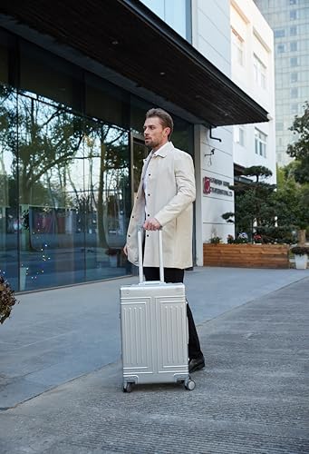 All Aluminum Magnesium Carry On Luggage，Cut from Whole Aluminum Sheet，22x14x9 Airline Approved ，（3rd Generation，Premium Magnesium Metal zipperless suitcase ） (silvery, 24inch) - color: silvery, size: 24 inch