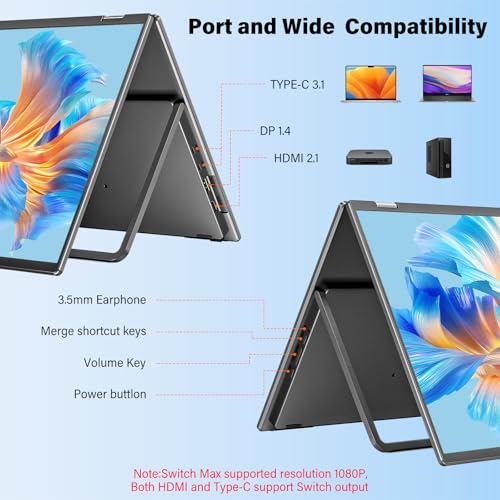 InnoView Dual Portable Monitor 23.8" 3840x2160P 4K 100% sRGB 315°Adjustable Dual Stacked Foldable Monitor Built-in Speakers Screen Extender with HDMI/USB-C/DP for Laptop Windows Mac - size: 23.8-inch