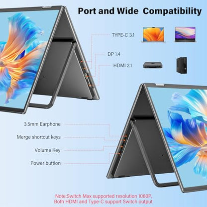 InnoView Dual Portable Monitor 23.8" 3840x2160P 4K 100% sRGB 315°Adjustable Dual Stacked Foldable Monitor Built-in Speakers Screen Extender with HDMI/USB-C/DP for Laptop Windows Mac - size: 23.8-inch