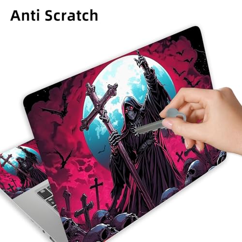 Aesthetic Laptop Skin Cover,12-15.6 Inch Universal Vinyl Sticker Decal,Waterproof Scratch-Resistant Notebook Wrap,Removable Residue-Free Protector,Grim Reaper Moon - color: Grim Reaper Moon