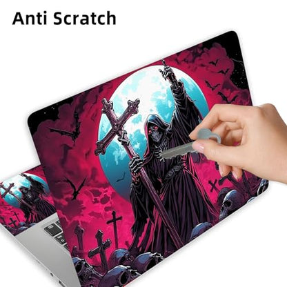 Aesthetic Laptop Skin Cover,12-15.6 Inch Universal Vinyl Sticker Decal,Waterproof Scratch-Resistant Notebook Wrap,Removable Residue-Free Protector,Grim Reaper Moon - color: Grim Reaper Moon