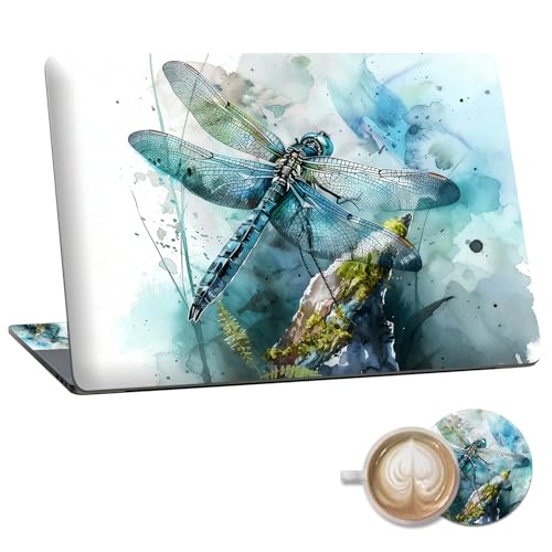 Laptop Skin Sticker Decal 15.6 Inch,12 13 13.3 14 15 15.6 in Laptop Netbook Skins for Notebook,Art Decal Removable Waterproof Scratch Resistant,Universal Vinyl Cover,Dragonfly Watercolor - color: Dragonfly Watercolor