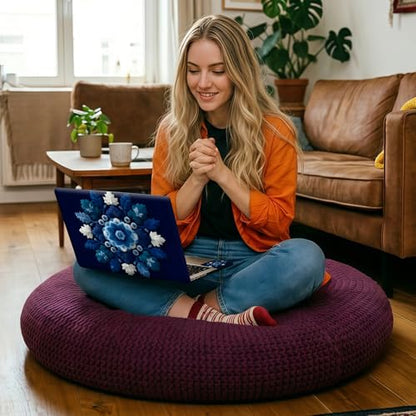 Navy Blue & White Leaf Mandala Universal Laptop Skin Sticker 3PCS, Protective Decal Trim-to-Fit 11.6" 13.3" 14" 15.6" Laptop Vinyl Cover, Removable Anti-Scratch Computer Decal Protector - color: Navy Blue & White Leaf Mandala