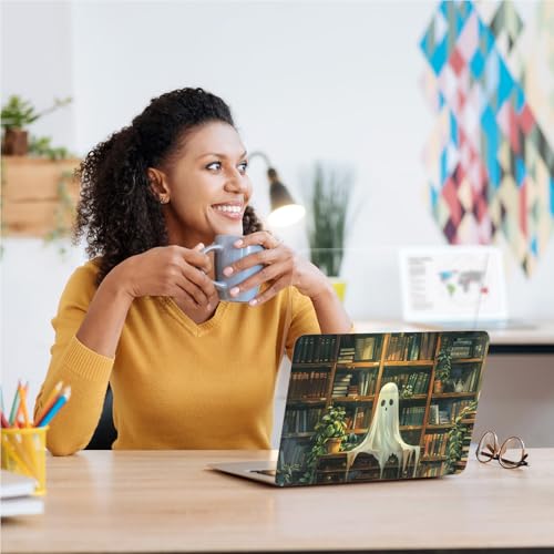 Universal Laptop Skin, DIY Cut-to-Fit Vinyl Cover Compatible with HP, Dell, Lenovo, Mac (13.3" to 15.6"), Anti-Scratch, No Residue & Bubble-Free Protective Decal Sticker, Cute Ghost Library - color: Cute Ghost Library