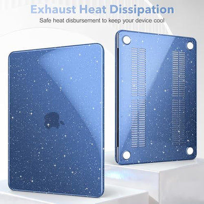 May Chen Compatible with MacBook Neo 13 inch Case 2026 Model A3404, Plastic Hard Shell,Keyboard Cover,Screen Protector,Dust Plug, for MacBook Neo 13" with A18 Pro Chip, Glitter Indigo - color: Glitter Indigo