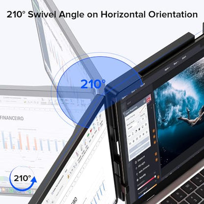 UPERFECT Laptop Screen Extender, 2K 14" 360° Unique Swivel Hinge | 180° Automatic Rotation, 2240x1400 QHD IPS Portable Monitor for 14"-17'' Laptops, USB-C & MINI HDMI (Only One Screen) - size: 14
