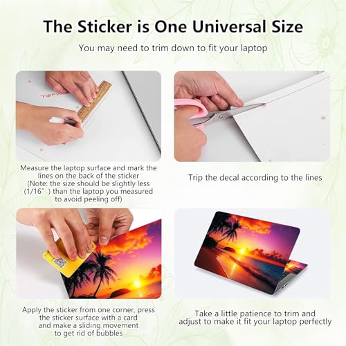 Laptop Skin Sticker Decal, Universal Reusable Vinyl Laptop Cover for 12" 13" 13.3" 14" 15" 15.4" 15.6" Notebook PC, Waterproof Scratch-Resistant with 2 Wrist Pads, Easy to Apply & Remove,Beach Sun - color: Beach Sun