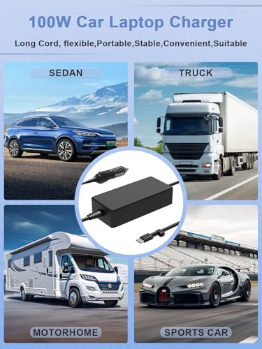Car Charger USB C 100W 12V Compatible with Lenovo/HP/Dell/Acer/Asus/MacBook/Samsung/MSI/LG Surface Pro 11 10 9 8 7+ Google Chromebook Laptop, iPad, ROG Ally, Legion Go Other Type-C Devices