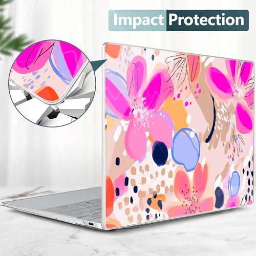 Batianda Blush Pink Stamens Case for Dell XPS 13 Laptop 2024 2025 | Fits Model 9340/9345/9350 13.4" Display, Lightweight Slim Hard Shell Protection for Women, Students and Floral Lovers - color: Pink stamens