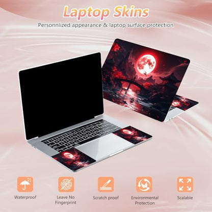 Laptop Skin Sticker Decal 12" 13" 13.3" 14" 15" 15.6",Waterproof Scratch Resistant Vinyl,Reusable Easy to Apply,for MacBook HP Dell Notebooks Netbooks Laptop,2 Wrist Pads,Blood Moon Secrets - color: Blood Moon Secrets