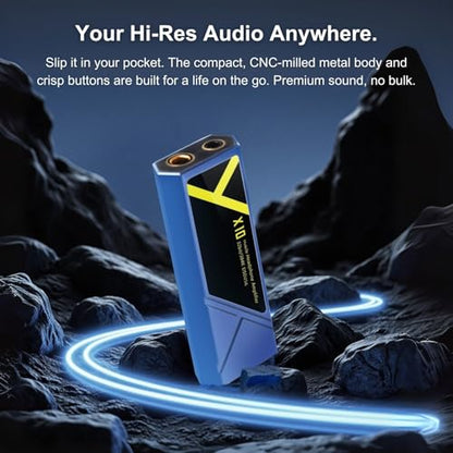 Surfans X10 Portable DAC Headphone Amplifier, USB-C DAC Dongle with 3.5mm & 4.4mm Balanced Outputs, Up to 522mW, ES9028Q2M Hi-Res Audio Adapter for IEMs/Headphones, iPhone/Android,PC/Mac - color: Black