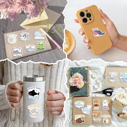 200 Pcs Cute Animal Stickers Bulk.Inspirational Stickers Packs for Boys Adults Teens Girls.Waterproof Vinyl Kawaii Sticker for Laptop, Classroom, Phone Case, Luggage, Cups (Teacher Reward Stickers) - color: Teacher Reward Stickers