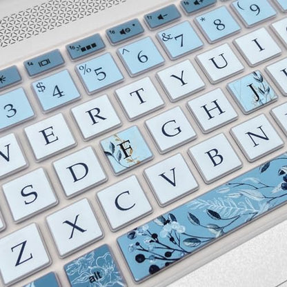 Keyboard Cover for HP Envy x360 15m-bp/bq /2020 2019 HP Pavilion 15/ HP Pavilion x360 15.6” Series/HP Envy 17 17.3" Series/HP Laptop 15t 17t 17-ca0011nr 17-by0040n, Gray Blue Flowers - color: Gray Blue Flowers