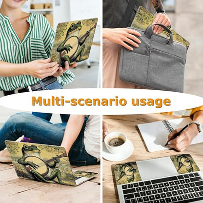 Universal Laptop Skin Sticker with 2 Wrist Pad Decals, 3-Piece Removable Vinyl Laptop Cover, Music Frog Waterproof Anti-Scratch, Easy-Trim Fit for 13.3" 14" 15.6" Laptops - color: Music Frog