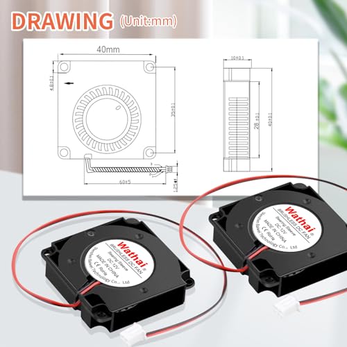Wathai 4010 Blower Fan 12v Centrifugal Fan 40mm Computer Case Tiny Micro Turbine 40x40x10 for DIY 3D Printer Cooling 2 Pack - size: 40x10mm (12V Sleeve)