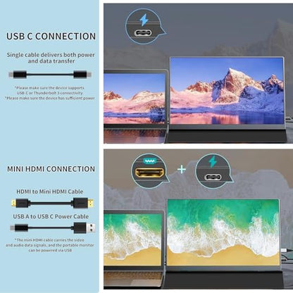 Portable Monitor 18.5 Inch IPS Display, FHD 1080p 100Hz 100% sRGB Laptop Screen Extender, HDR HDMI USB-C VESA Travel Monitor for Laptop PC Mac Phone, PS4/5, Xbox, Switch