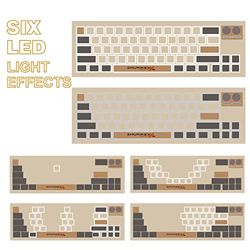 SHURIKEY 65% Mechanical Gaming Keyboard, Varmilo Sakura Switches, BT5.0+USB-C, 4 Devices Connection, LED Backlit 4400mAh Battery, Anti-Ghosting 65 Keys Wireless Keyboard for Windows Mac