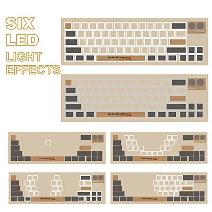 SHURIKEY 65% Mechanical Gaming Keyboard, Varmilo Sakura Switches, BT5.0+USB-C, 4 Devices Connection, LED Backlit 4400mAh Battery, Anti-Ghosting 65 Keys Wireless Keyboard for Windows Mac