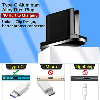 USB C Port Cover Plugs Metal Anti Dust Cap Protectors 2 PCS Compatible with Samsung Galaxy S24/S23/S22/S21 MacBook Pro Air (Black) - color: Black