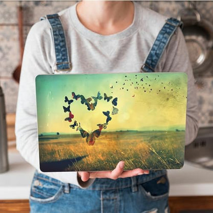 Universal Laptop Skin Sticker with 2 Wrist Pad Skins, Waterproof Scratch Resistant Vinyl Laptop Cover Decal, Cut to Fit for 11–15.6 Inch MacBook HP Dell Lenovo, Butterfly Heart - color: Butterfly Heart