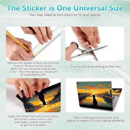 Laptop Skin Sticker Decal 12"-15.6" Universal Laptop/Notebook/Netbook Vinyl - Waterproof Scratch Resistant,Fits HP Dell Lenovo MacBook,2 Free Wrist Pads,Easy Apply & Remove,Cat City Dusk - color: Cat City Dusk