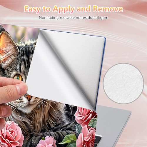 Laptop Skin Sticker Decal 12" 13" 13.3" 14" 15" 15.6",Waterproof Scratch Resistant Vinyl,Reusable Easy to Apply,for MacBook HP Dell Notebooks Netbooks Laptop,2 Wrist Pads,Cat Floral Pink - color: Cat Floral Pink